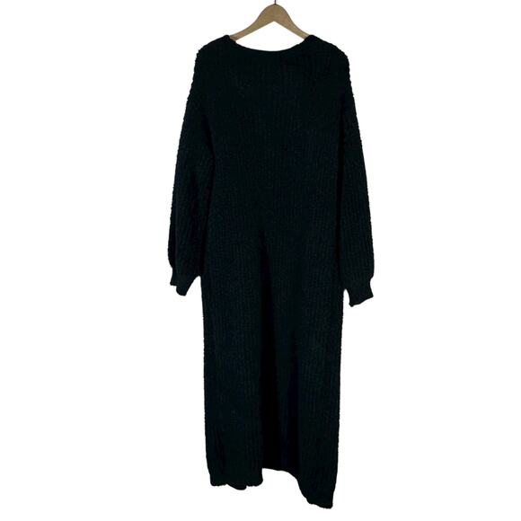 NWT Hers & Mine Duster Cardigan Womens M Black Open Front Chore Pockets Longline - Picture 5 of 6